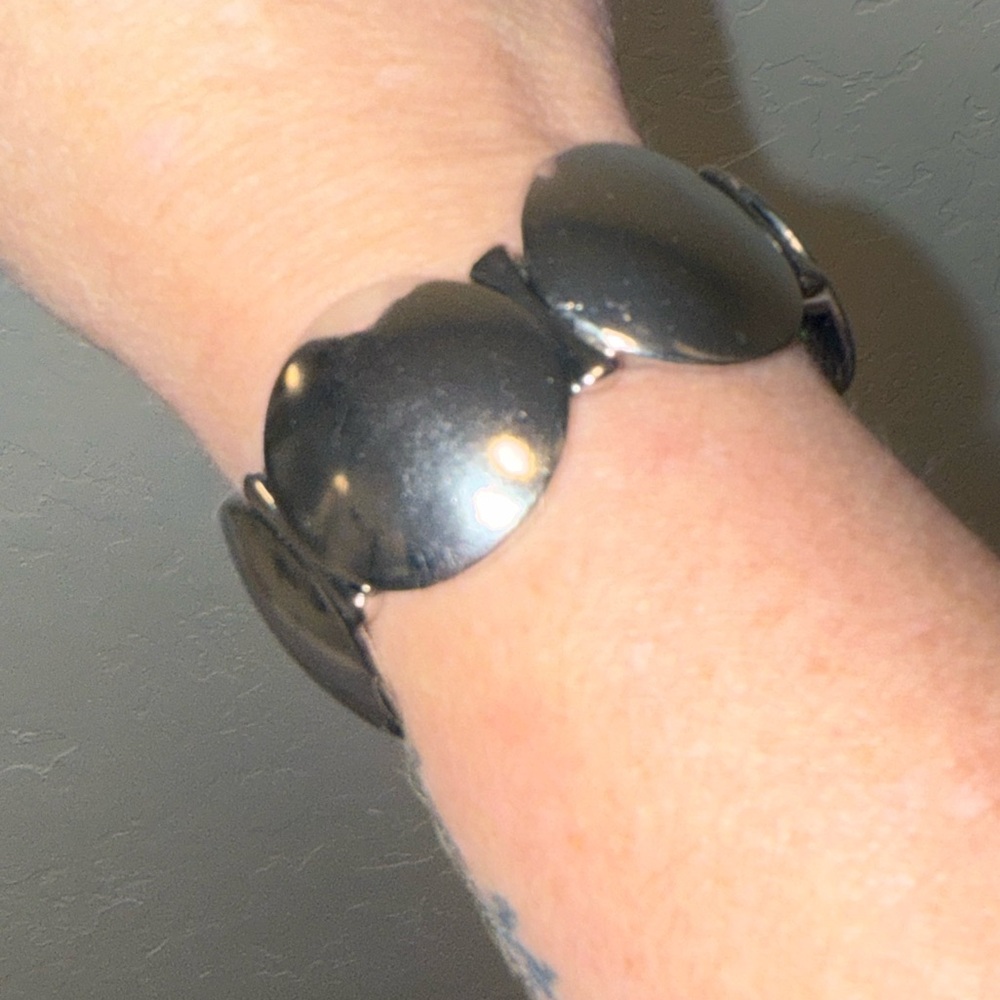 Modernist Large Oval Link Stretch Bracelet - Silver Tone - Picture 3 of 8